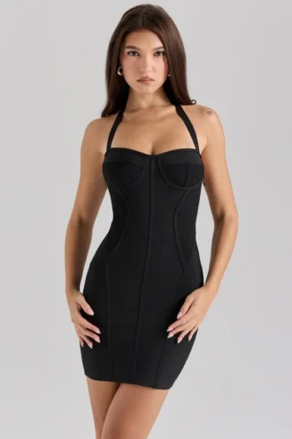 Czarna mini sukienka bandażowa „The Sculpt”