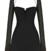 Czarna mini sukienka z szyfonu w stylu babydoll Czarna mini sukienka z szyfonu w stylu babydoll