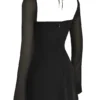 Czarna mini sukienka z szyfonu w stylu babydoll Czarna mini sukienka z szyfonu w stylu babydoll