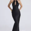 Czarna satynowa sukienka maxi Oliviana Czarna satynowa sukienka maxi Oliviana