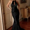 Czarna satynowa sukienka maxi Oliviana Czarna satynowa sukienka maxi Oliviana