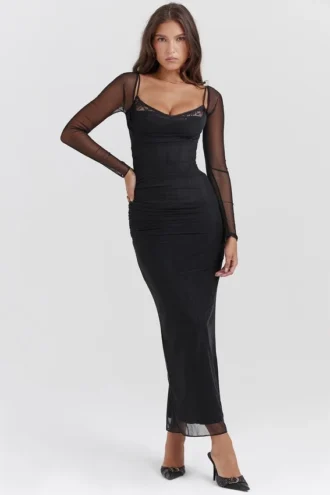 Czarna sukienka maxi Katarina