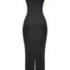 Czarna sukienka maxi Stefania z gorsetem