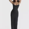 Czarna sukienka maxi Stefania z gorsetem