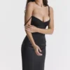 Czarna sukienka maxi Stefania z gorsetem