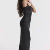 Czarna sukienka maxi Stefania z gorsetem