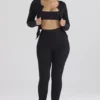 Czarne legginsy z prążkowanej dzianiny Mitzi Czarne legginsy z prążkowanej dzianiny Mitzi