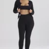 Czarne legginsy z prążkowanej dzianiny Mitzi Czarne legginsy z prążkowanej dzianiny Mitzi