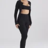 Czarne legginsy z prążkowanej dzianiny Mitzi Czarne legginsy z prążkowanej dzianiny Mitzi