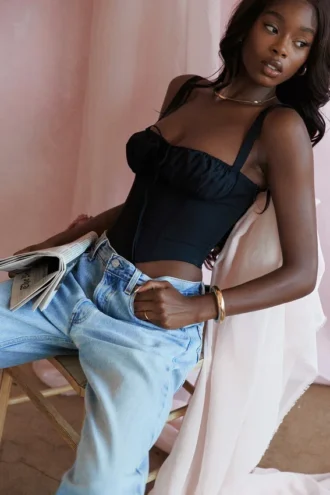 Czarny gorset typu bustier Analia