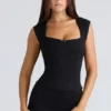 Czarny gorset z rękawkami typu cap sleeve Czarny gorset z rękawkami typu cap sleeve