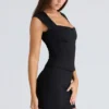 Czarny gorset z rękawkami typu cap sleeve Czarny gorset z rękawkami typu cap sleeve