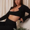Czarny kardigan z dzianiny prążkowanej Sylvia Czarny kardigan z dzianiny prążkowanej Sylvia