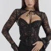 Czarny koronkowy top z gorsetem i Bolerka Lisette Czarny koronkowy top z gorsetem i Bolerka Lisette
