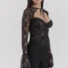 Czarny koronkowy top z gorsetem i Bolerka Lisette Czarny koronkowy top z gorsetem i Bolerka Lisette