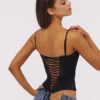 Czarny satynowy top Cadie Czarny satynowy top Cadie