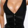 Czarny satynowy top z gorsetem Lia Czarny satynowy top z gorsetem Lia
