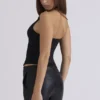 Czarny satynowy top z gorsetem Lia Czarny satynowy top z gorsetem Lia