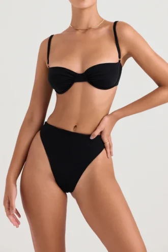 Czarny stanik bikini z fiszbinami Monaco