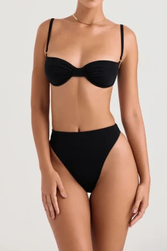Czarny stanik bikini z fiszbinami Monaco