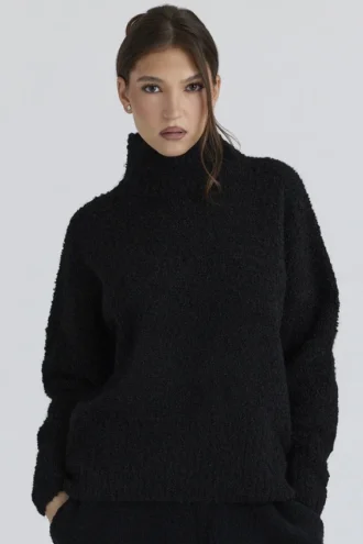 Czarny swetry z dzianiny bouclé „Brooklyn”