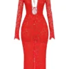 Czerwona koronkowa sukienka maxi „Lisandra” Czerwona koronkowa sukienka maxi „Lisandra”