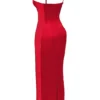 Czerwona satynowa sukienka maxi z gorsetem Shani Czerwona satynowa sukienka maxi z gorsetem Shani