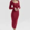 Czerwona spódnica midi Eliane o kroju bodycon