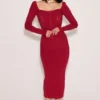 Czerwona spódnica midi Eliane o kroju bodycon