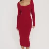 Czerwona spódnica midi Eliane o kroju bodycon