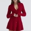 Czerwona sukienka mini z czystej wełny Aubrey Czerwona sukienka mini z czystej wełny Aubrey
