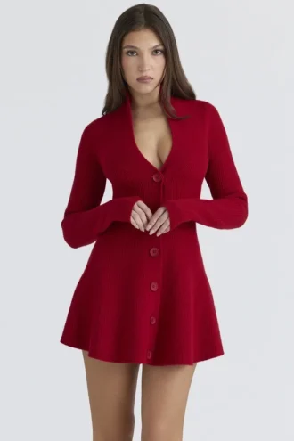 Czerwona sukienka mini z czystej wełny Aubrey Czerwona sukienka mini z czystej wełny Aubrey