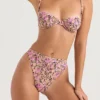 Dół bikini Mykonos Olive Floral z wysokim stanem
