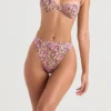 Dół bikini Mykonos Olive Floral z wysokim stanem