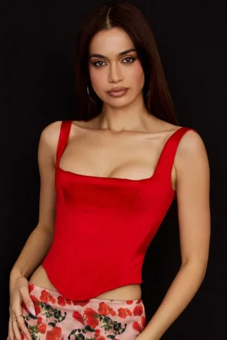 Długi gorset Rafa Scarlet Satin