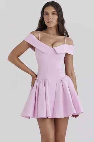 Elida Cotton Candy Twill – mini sukienka z odkrytymi ramionami Elida Cotton Candy Twill – mini sukienka z odkrytymi ramionami