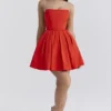 Emmanuela Italian Tomato – plisowana mini sukienka bez ramiączek Emmanuela Italian Tomato – plisowana mini sukienka bez ramiączek
