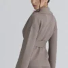 Fallon Taupe Wool Wrap Contour Kurtka