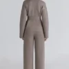 Fallon Taupe Wool Wrap Contour Kurtka