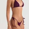 Figi Bikini Santorini w kolorze śliwkowym z wiązaniem po bokach w dolnej części