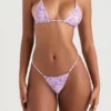Fioletowy dół bikini typu stringi Ravello w kwiatowy wzór