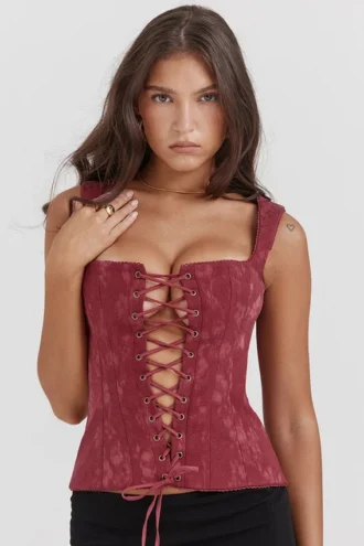 Gorset Parisa Merlot w kwiaty