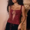 Gorset Parisa Merlot w kwiaty Gorset Parisa Merlot w kwiaty