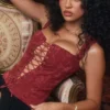 Gorset Parisa Merlot w kwiaty Gorset Parisa Merlot w kwiaty