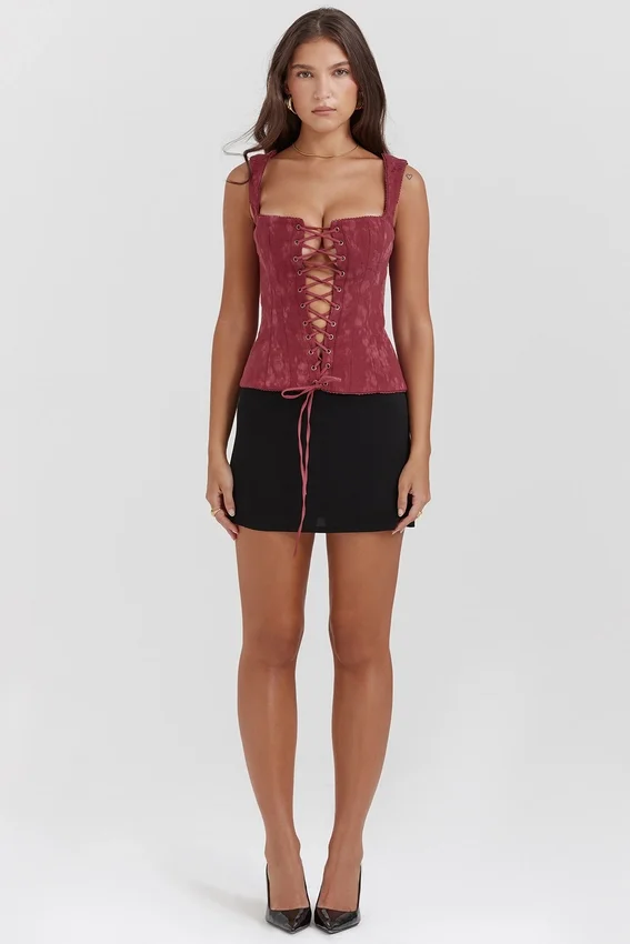 Gorset Parisa Merlot w kwiaty Gorset Parisa Merlot w kwiaty