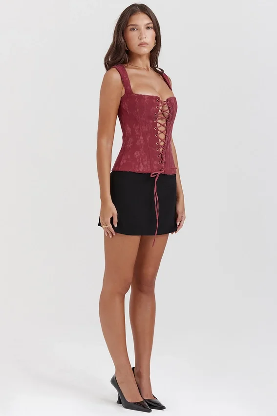 Gorset Parisa Merlot w kwiaty Gorset Parisa Merlot w kwiaty