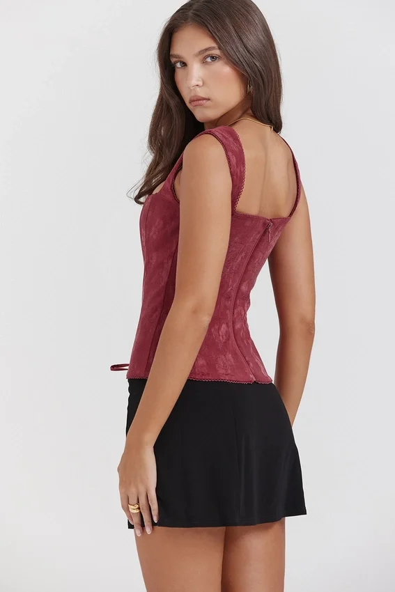 Gorset Parisa Merlot w kwiaty Gorset Parisa Merlot w kwiaty