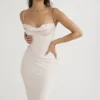 Gorset satyny kryształowej Myrna w sukience midi Gorset satyny kryształowej Myrna w sukience midi