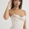 Gorset satyny kryształowej Myrna w sukience midi Gorset satyny kryształowej Myrna w sukience midi