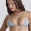 Górka bikini Corsica Blue Paisley Ruffle Trim Bikini Top